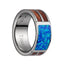 Titanium Wedding Band With Pink Ivory Wood/Opal Inlay & Polished Edges - 8mm - Larson Jewelers
