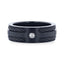 NOIR Double Black Rope Inlaid Brushed Matte Black Titanium Men's Wedding Band With Black Edge Channel Setting And White Diamond In The Center - 8mm - Larson Jewelers