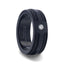 NOIR Double Black Rope Inlaid Brushed Matte Black Titanium Men's Wedding Band With Black Edge Channel Setting And White Diamond In The Center - 8mm - Larson Jewelers