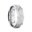 VIRAGE Raised Horizontal Etch and Diagon-Shaped Cuts Centered Titanium Men's Wedding Ring With Polished Step Edges - 8mm - Larson Jewelers