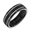 TRENT Domed Polished Black Titanium Comfort Fit Wedding Band with Polished Offset Grooves by Triton Rings - 7mm - Larson Jewelers
