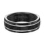 TRENT Domed Polished Black Titanium Comfort Fit Wedding Band with Polished Offset Grooves by Triton Rings - 7mm - Larson Jewelers