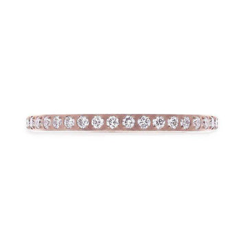 LILLIAN Flat Polished Rose Gold Plated Titanium Women's Wedding Ring With Small Lab-Created White Diamonds Setting - 2mm - Larson Jewelers