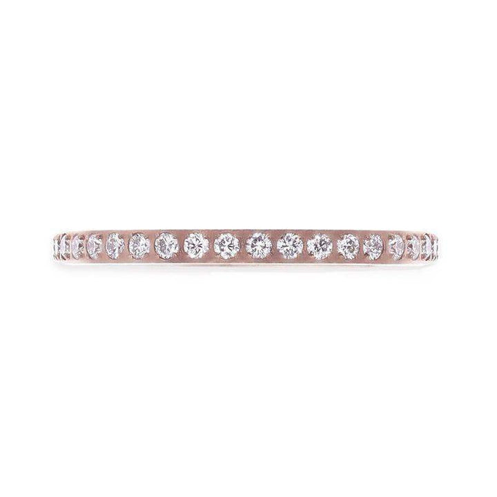 LILLIAN Flat Polished Rose Gold Plated Titanium Women's Wedding Ring With Small Lab-Created White Diamonds Setting - 2mm - Larson Jewelers