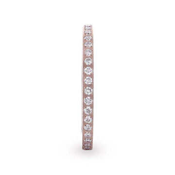 LILLIAN Flat Polished Rose Gold Plated Titanium Women's Wedding Ring With Small Lab-Created White Diamonds Setting - 2mm - Larson Jewelers