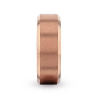 GLORY Rose Gold Plated Brushed Finish Center Titanium Men's Wedding Band With Polished Beveled Edges - 8mm - Larson Jewelers