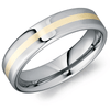 Polished Flat Tungsten Band with 18k Yellow Gold Inlay - 6mm - Larson Jewelers