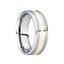 CAESAR 18K Yellow Gold Inlaid Tungsten Wedding Band with Dual Grooves - 8mm - Larson Jewelers