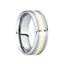CAESAR 18K Yellow Gold Inlaid Tungsten Wedding Band with Dual Grooves - 8mm - Larson Jewelers
