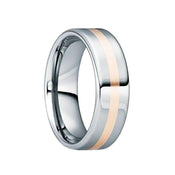 CASSIANUS Tungsten Carbide Polished Wedding Band with 18K Rose Gold Inlay - 8mm - Larson Jewelers