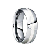 TATANIUS Platinum Inlaid Polished Tungsten Carbide Wedding Ring by Crown Ring - 8mm - Larson Jewelers