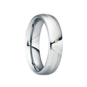 DIOCLETIANUS Polished Tungsten Wedding Ring with 18K White Gold Inlay - 6mm & 8mm - Larson Jewelers