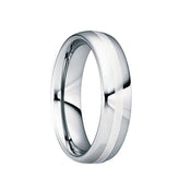 TIBURTIUS Polished Tungsten Carbide Wedding Ring with Satin Platinum Inlay - 6mm - Larson Jewelers