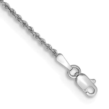 14K White Gold 8 inch 1.5mm Regular Rope with Lobster Clasp Chain Bracelet - Larson Jewelers
