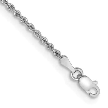 14K White Gold 7 inch 2mm Regular Rope with Lobster Clasp Chain Bracelet - Larson Jewelers