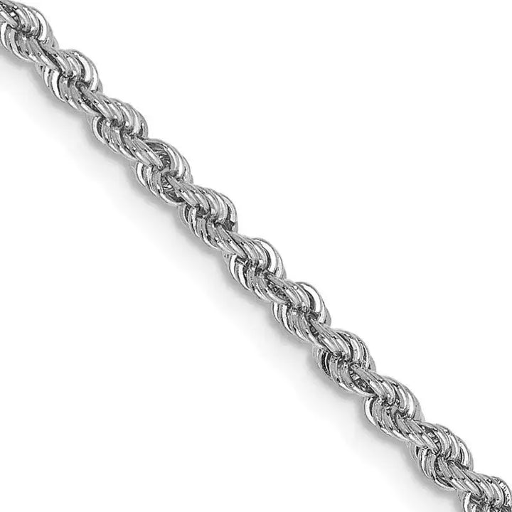 14K White Gold 2.25mm Regular Rope with Lobster Clasp Chain Necklace - Larson Jewelers