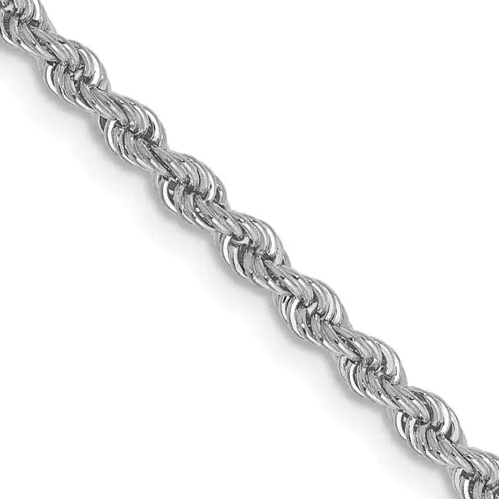 14K White Gold 2.5mm Regular Rope with Lobster Clasp Chain Necklace - Larson Jewelers