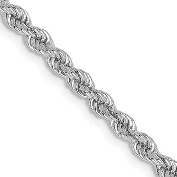 14K White Gold 2.75mm Regular Rope with Lobster Clasp Chain Necklace - Larson Jewelers