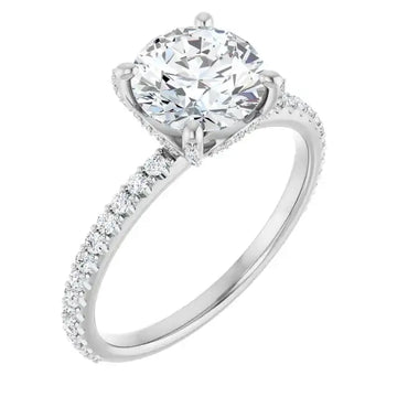 DAVITA Silver Hidden Halo Round Lab Grown Diamond Engagement Ring - Larson Jewelers
