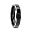 VALENCIA Women's Black Tungsten Ring with Polished Finish and White Tungsten Bevels - 4mm - Larson Jewelers