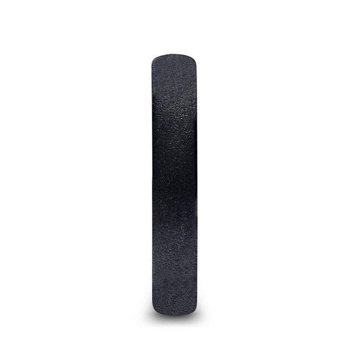 OBSIDIAN Domed Womens Black Tungsten Carbide Ring with Sandblasted Crystalline Finish - 4mm - Larson Jewelers