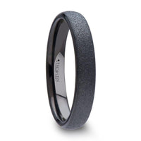 OBSIDIAN Domed Womens Black Tungsten Carbide Ring with Sandblasted Crystalline Finish - 4mm - Larson Jewelers