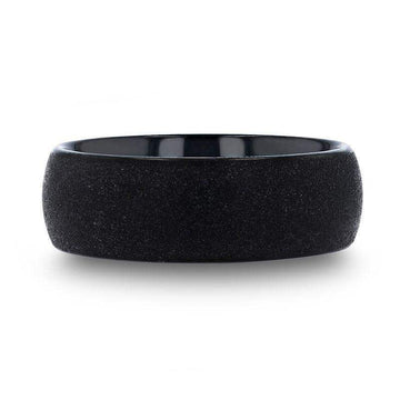 OBSIDIAN Domed Black Tungsten Carbide Ring with Sandblasted Crystalline Finish - 4mm - 8mm - Larson Jewelers