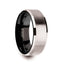VEGA White Tungsten Brushed Center Men’s Wedding Ring with Polished Beveled Edges & Black Interior - 8mm - Larson Jewelers