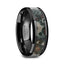 PROTOCERATOPS Black Ceramic Beveled Men's Wedding Band with Coprolite Fossil Inlay - 8mm - Larson Jewelers