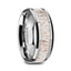 WHITETAIL Polished Beveled Tungsten Carbide Men's Wedding Band with Off-White Deer Antler Inlay - 8mm - Larson Jewelers