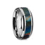 ESSENCE Beveled Tungsten Carbide Wedding Ring with Spectrolite Inlay Polished Finish - 8mm - Larson Jewelers