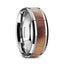 OLLIVANDER Olive Wood Inlaid Tungsten Carbide Ring with Bevels - 6mm & 8mm - Larson Jewelers