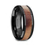 MARCUS Olive Wood Inlaid Black Ceramic Ring with Bevels - 6mm & 8mm - Larson Jewelers
