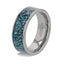 TURKUAZ Crushed Turquoise Inlay Tungsten Men's Wedding Band With Flat Polished Edges - 8mm - Larson Jewelers