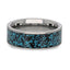 TURKUAZ Crushed Turquoise Inlay Tungsten Men's Wedding Band With Flat Polished Edges - 8mm - Larson Jewelers