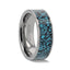 TURKUAZ Crushed Turquoise Inlay Tungsten Men's Wedding Band With Flat Polished Edges - 8mm - Larson Jewelers