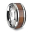 KONA Koa Wood Inlaid Tungsten Carbide Ring with Bevels - 10mm - Larson Jewelers