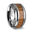 TEKKU Wood Tungsten Ring with Polished Bevels and Teak Wood Inlay - 10mm - Larson Jewelers