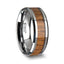 TEKKU Wood Tungsten Ring with Polished Bevels and Teak Wood Inlay - 10mm - Larson Jewelers