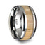 SAMARA Tungsten Ring with Polished Bevels and Real Wood Ash Wood Inlay - 6mm - 10mm - Larson Jewelers