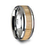 SAMARA Tungsten Ring with Polished Bevels and Real Wood Ash Wood Inlay - 10mm - Larson Jewelers