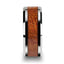 KHAYA Tungsten Band with Polished Bevels and Real Hardwood Mahogany Inlay - 10mm - Larson Jewelers