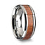 KHAYA Tungsten Band with Polished Bevels and Real Hardwood Mahogany Inlay - 10mm - Larson Jewelers