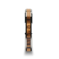 PALMALETTO Tungsten Carbide Ring with Beveled Edges and Real Zebra Wood Inlay - 4mm - Larson Jewelers