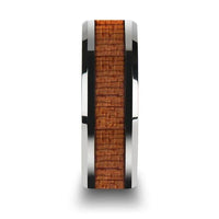 CONGO Tungsten Wedding Band with Polished Bevels and African Sapele Wood Inlay - 6mm - 10mm - Larson Jewelers