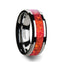 NEBULA Tungsten Wedding Band with Beveled Edges and Red Opal Inlay - 4mm - 8mm - Larson Jewelers
