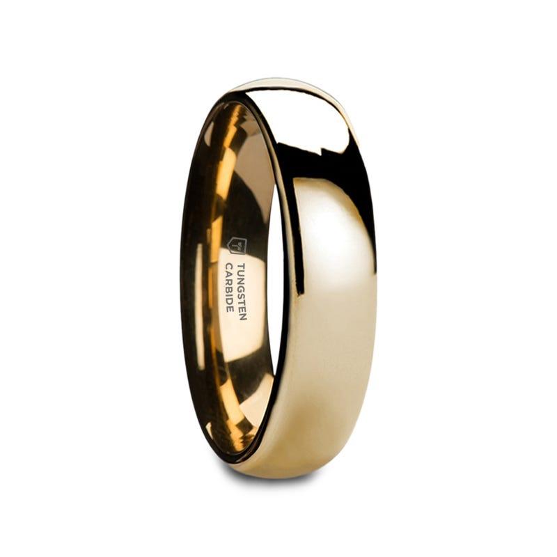 ORO Traditional Domed Gold-Plated Tungsten Carbide Wedding Ring