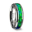 PHOTON Tungsten Beveled Wedding Band with Emerald Green & Sapphire Blue Color Opal Inlay - 6mm & 8mm - Larson Jewelers