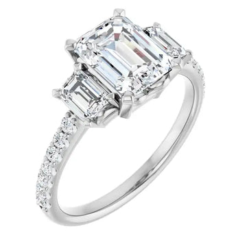EMMA Silver Emerald Cut Engagement Ring - Larson Jewelers