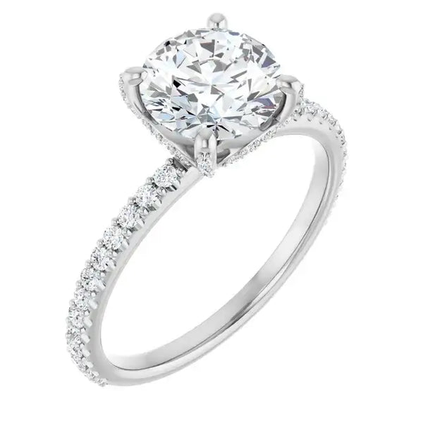 DAVITA 18K White Gold Hidden Halo Round Lab Grown Diamond Engagement Ring - Larson Jewelers
